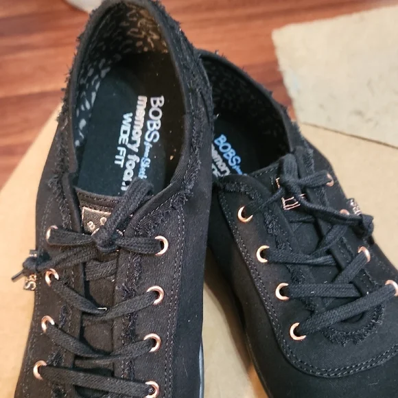 BOBS from Skechers Women's Black Lace-Up Canvas Sneakers - Picture 2 of 5